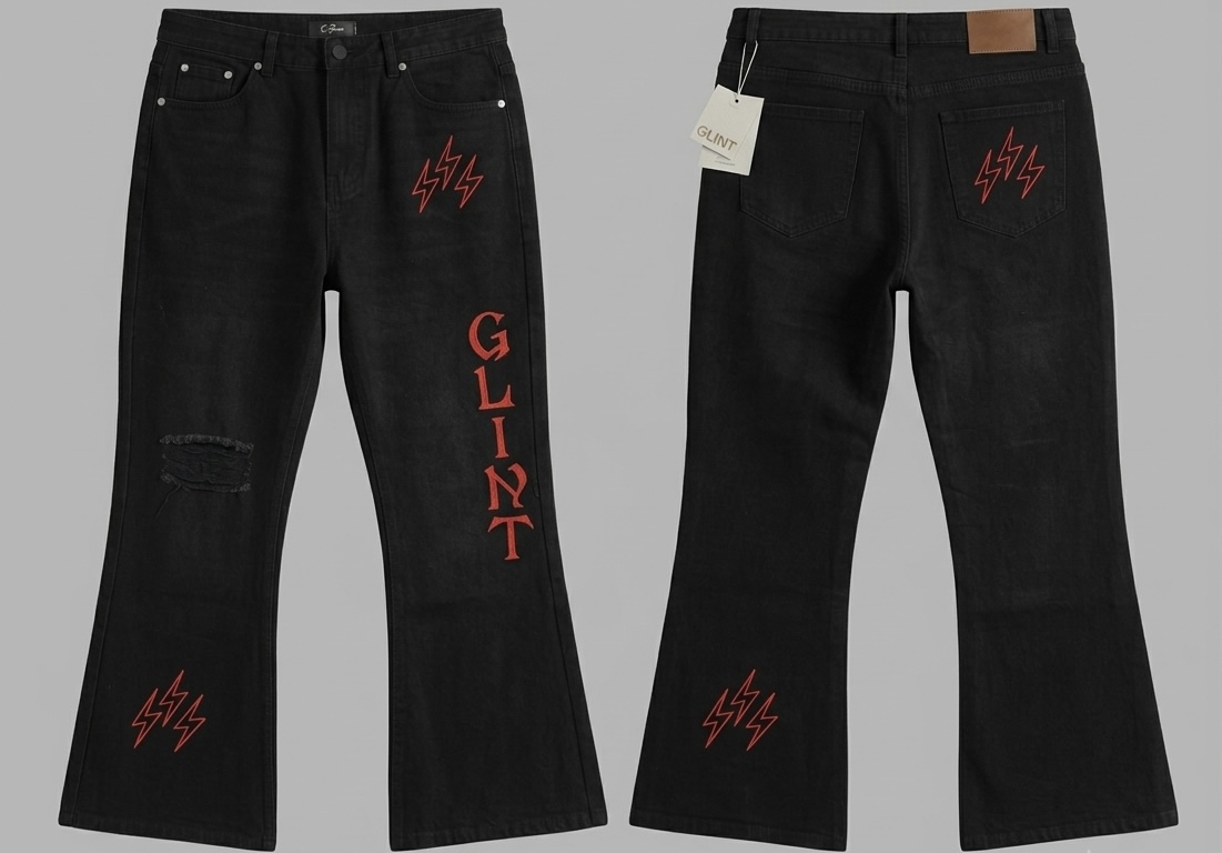BLACK EMBROIDERY JEANS