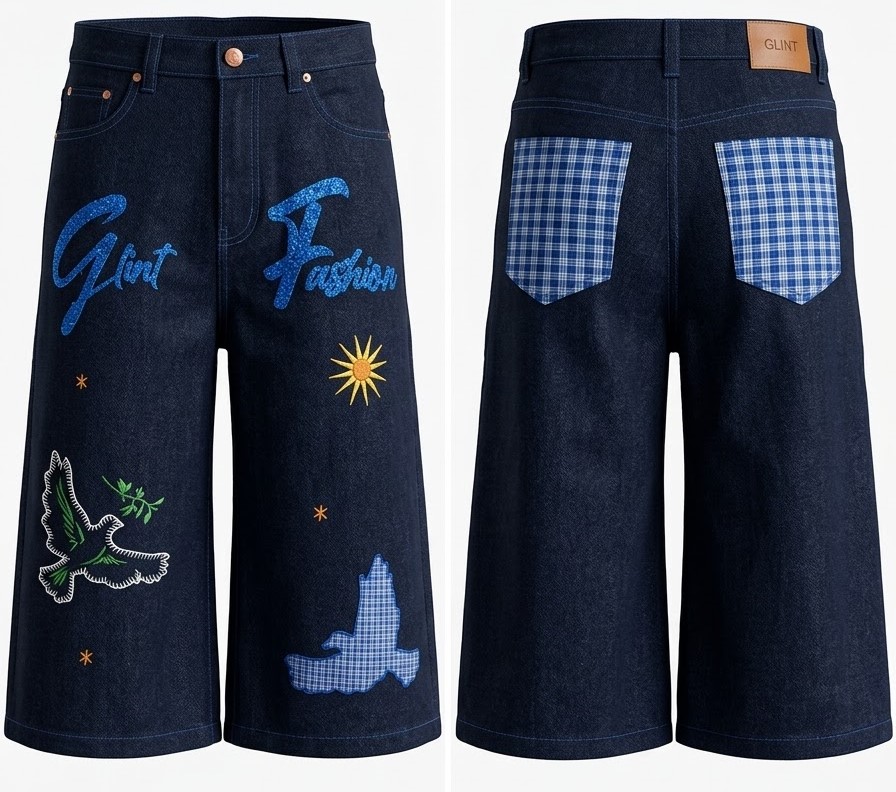 GLINT RHINESTONE JORTS