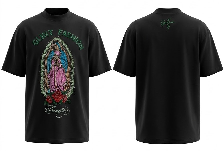 HOLY MARY RHINESTONE ROUND NECK