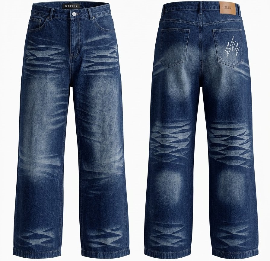 BLUE EMBROIDERY JEANS (PLAIN)