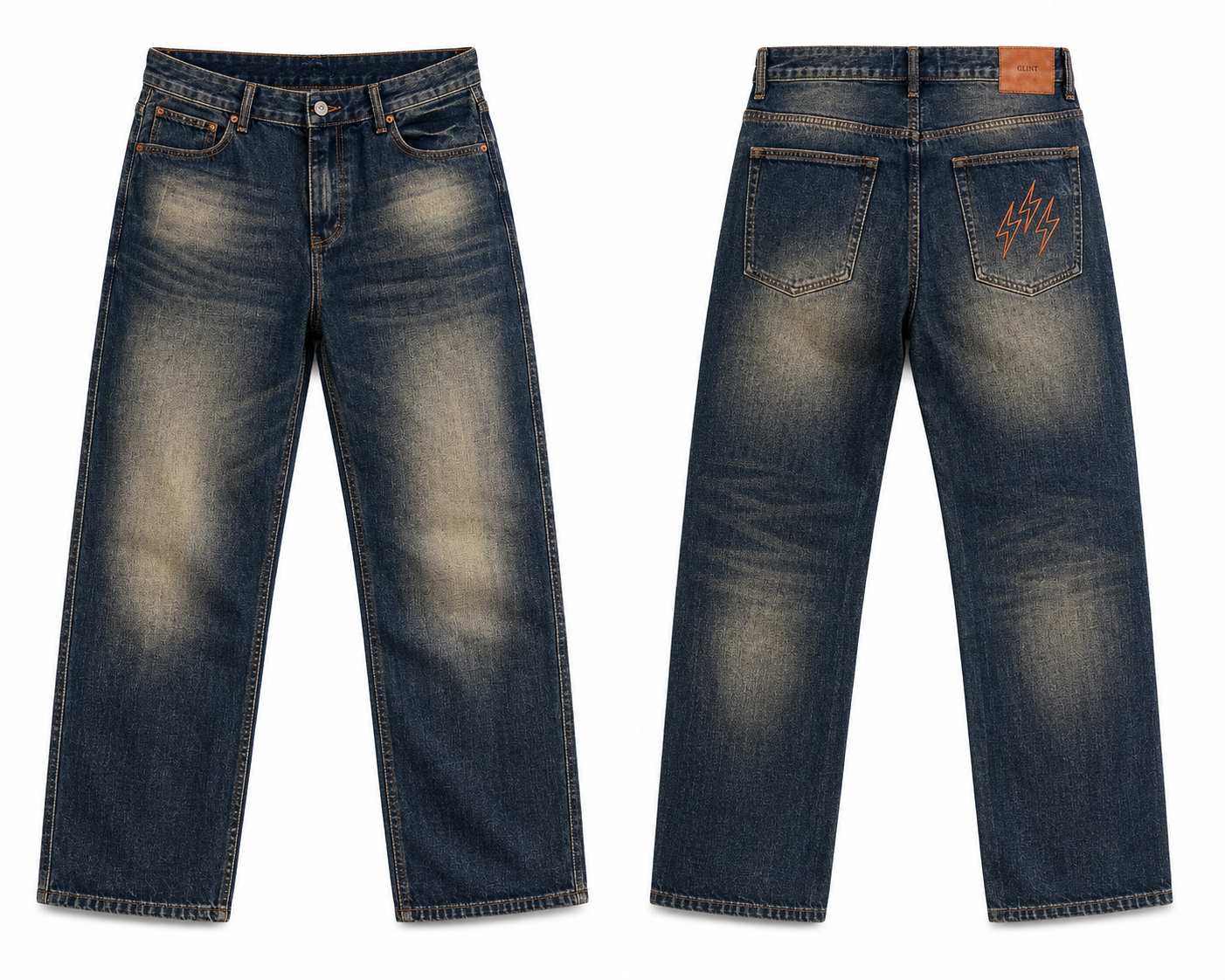 DARK OLIVE GREEN EMBROIDERY JEANS