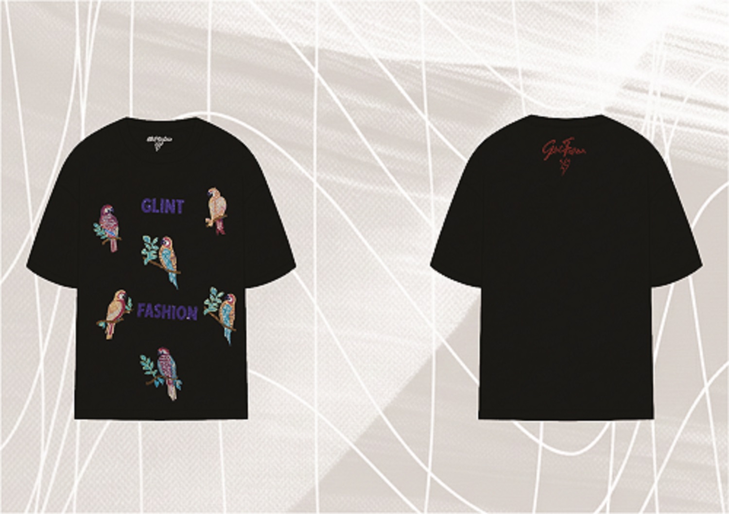 PARROT RHINESTONE ROUND NECK