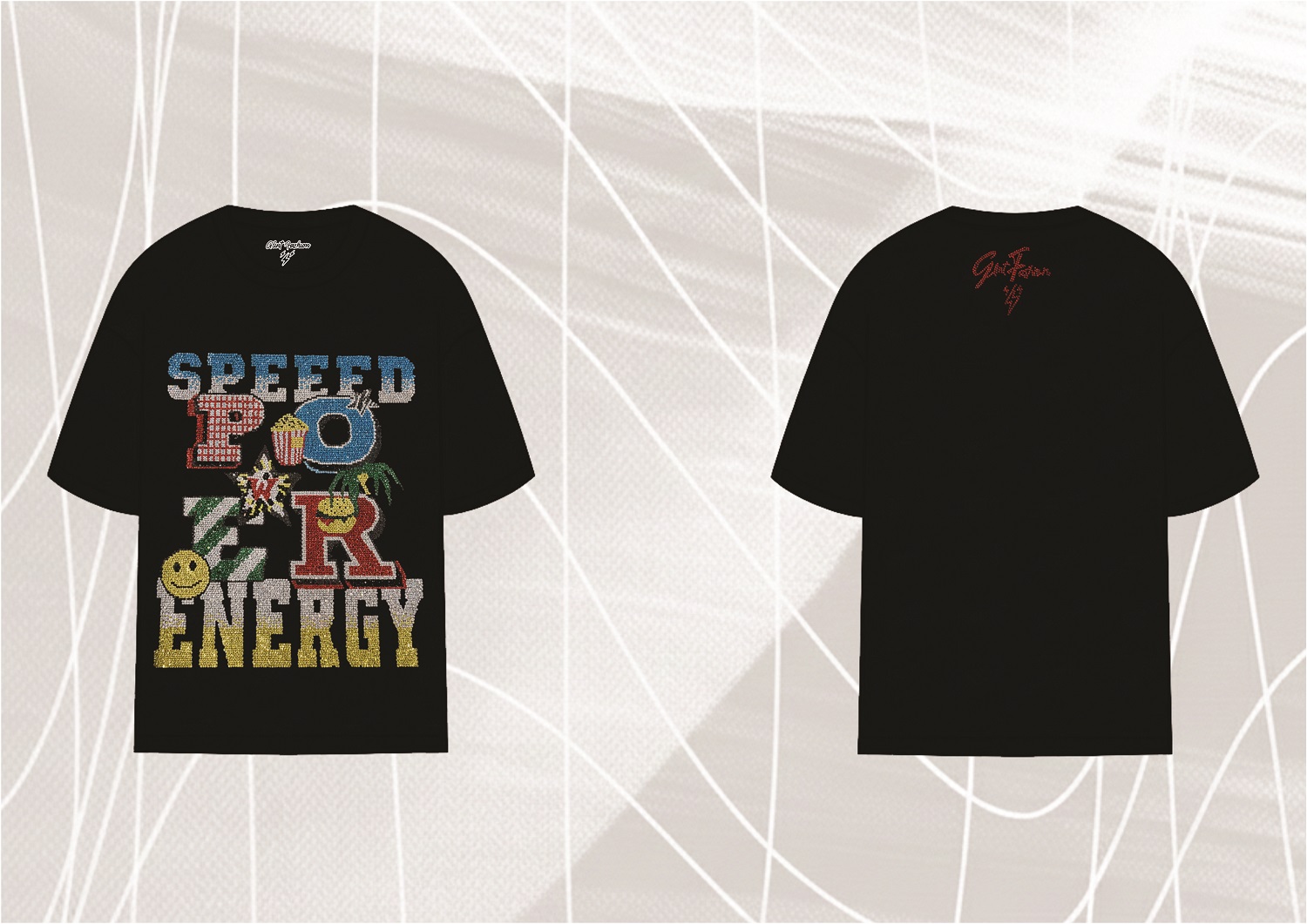 SPEED RHINESTONE ROUND NECK