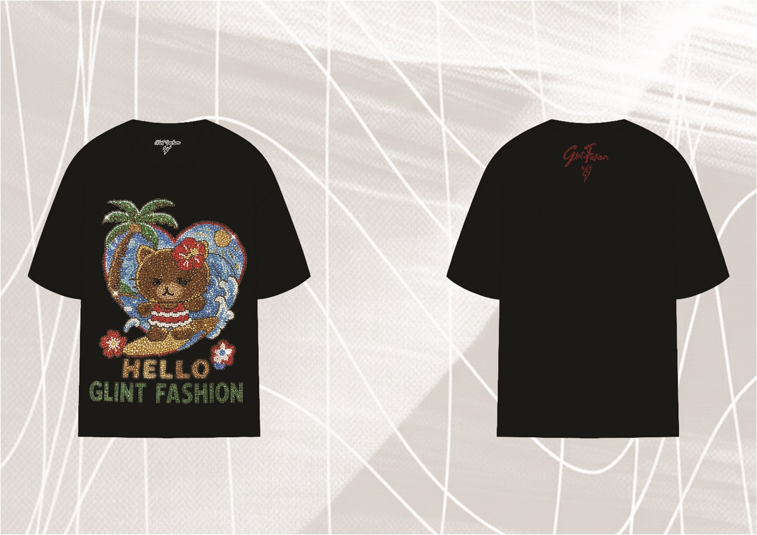 HELLO RHINESTONE ROUND NECK